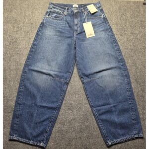 CAKE The Label Barrel Leg Jeans 31x30 High Rise Voluminous Tapered NWT Medium Wa
